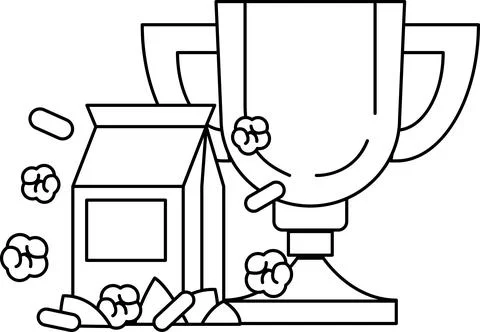 A box of popcorn is next to a trophy Stock Illustration