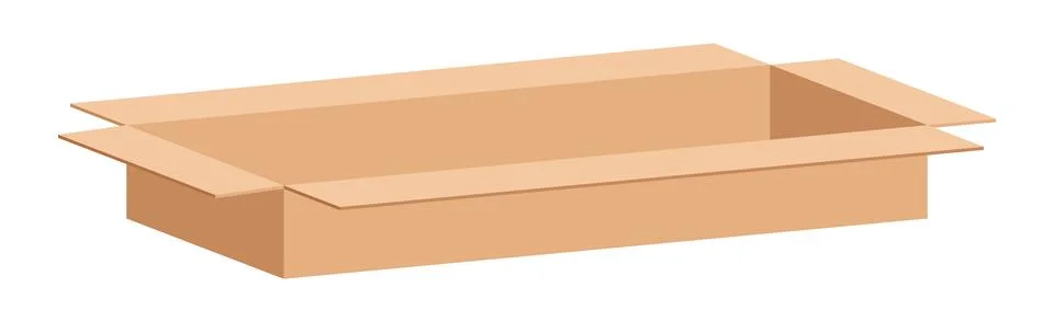 Box postal parcel, open box carton shipping, brown corrugated box, cardboar.. 스톡 일러스트
