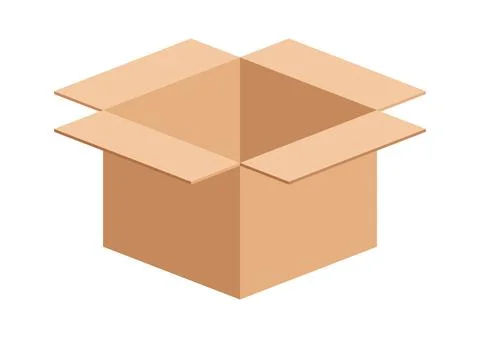 Box postal parcel, open box carton shipping, brown corrugated box, cardboar.. 库存插图