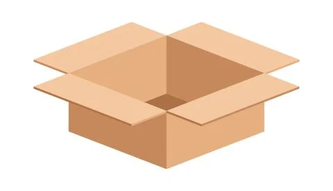 Box postal parcel, open box carton shipping, brown corrugated box, cardboar.. 库存插图