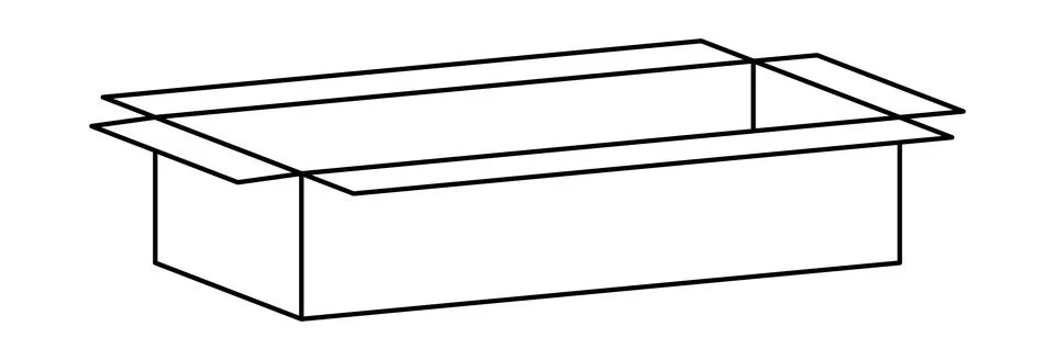 Box postal parcel outline, open box carton shipping, corrugated box line sh.. 库存插图