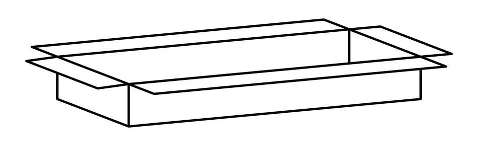 Box postal parcel outline, open box carton shipping, corrugated box line sh.. 库存插图