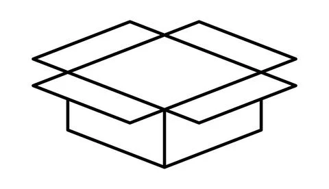 Box postal parcel outline, open box carton shipping, corrugated box line sh.. Illustration