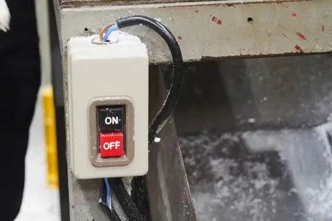Box, with power on and off buttons. Stock Photos