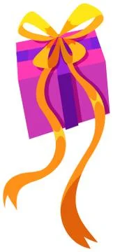 Box of present with yellow ribbon Stock Illustration