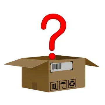 Box with a question mark isolated on white background 스톡 일러스트