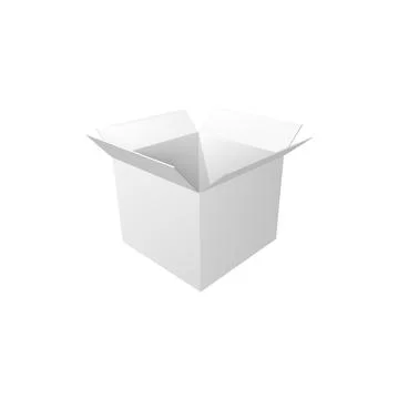 Box realistic 3d mockup, vector white package Illustrazione stock