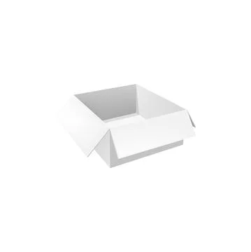 Box realistic 3d vector mockup, white cardboard イラスト素材