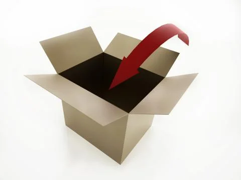 Box with red arrow isolated on white background Stock Illustration