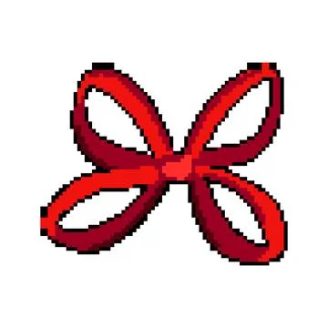 Box red bow pixel art vector illustration Stock Illustration