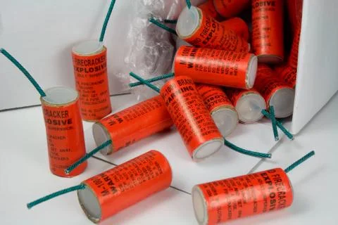 Box of Red Firecrackers Stock Photos