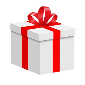 A box with a red ribbon and a bow Stock Illustration