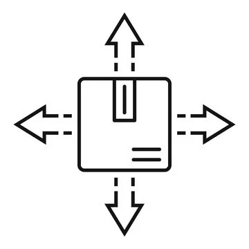 Box relocation direction icon, outline style Stock Illustration