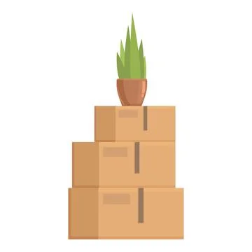 Box relocation pyramide icon cartoon vector. House move Illustrazione stock