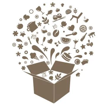 Box with restaurant icons Stock Illustration