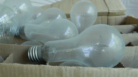 Box With Retro Bulbs On The Table Stock Footage 111528306