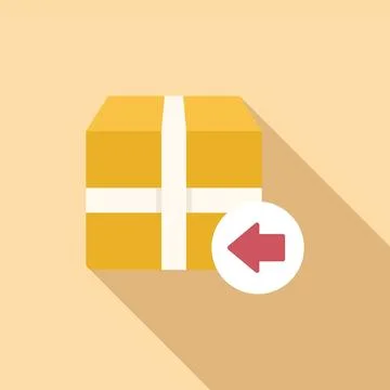 Box return icon flat vector. Cargo package Illustrazione stock