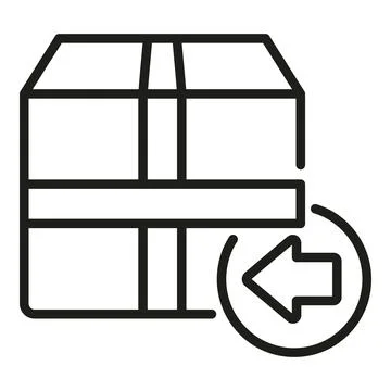 Box return icon outline vector. Cargo package Illustrazione stock