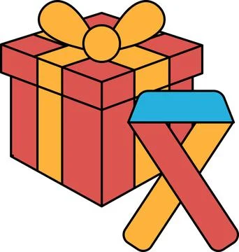 A box with a ribbon on top of it Stock Illustration