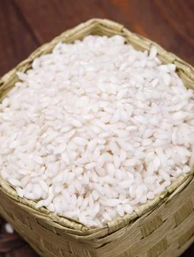 Box with rice Stock Photos