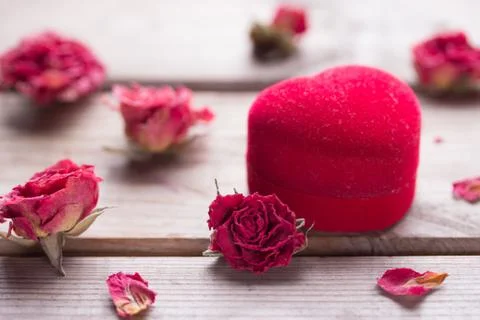 Box with ring in it Stock Photos