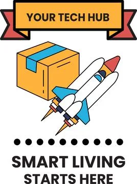 A box with a rocket on top of it Stock Illustration