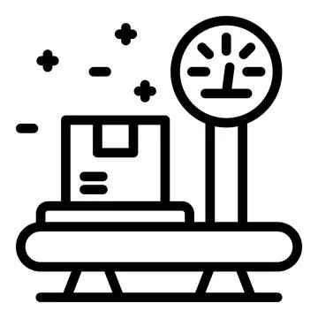 Box on scale icon, outline style Stockillustratie
