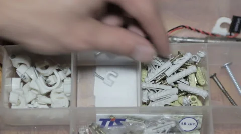Box with screws and bolts Stock Footage 43115774