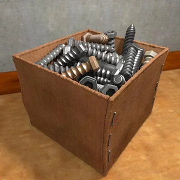Box with Screws and Nails 3D Model