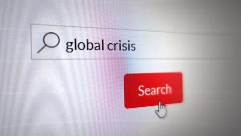 Box For Searching Web. Browser with a search box typing GLOBAL CRISIS phrase Stock Footage 238757954