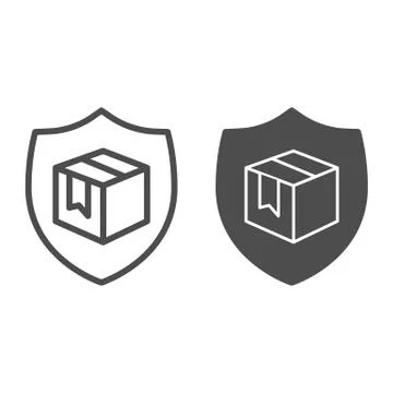 Box with security shield line and solid icon, delivery and logistics symbol Stock Illustration