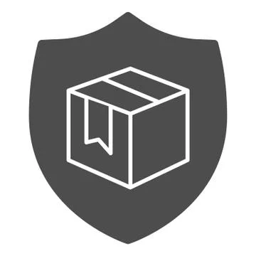 Box with security shield solid icon, delivery and logistics symbol, Guaranteed Illustrazione stock