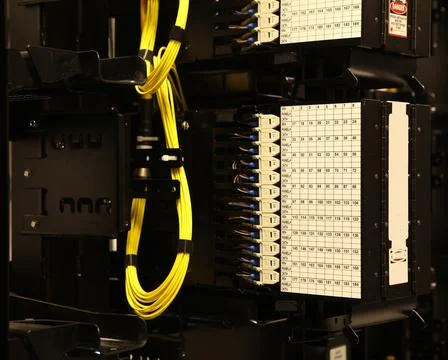 Box server, connection, communicator. New room for computer servers. Stock Photos