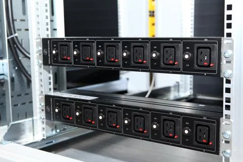 Box server, connection, communicator. New room for computer servers. Stock Photos