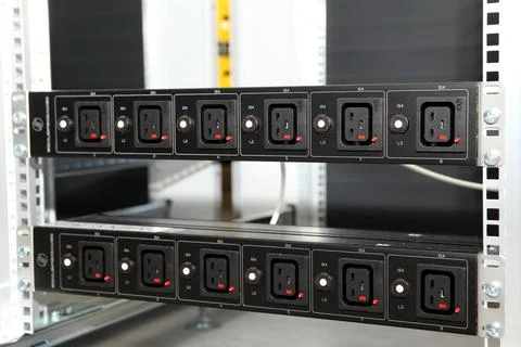 Box server, connection, communicator. New room for computer servers. Foto stock