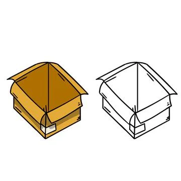 Box. Set of cardboard containers. Empty package. Parcel and mail Stock Illustration