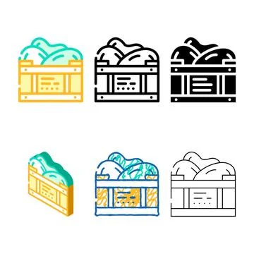 Box set container with mango color icon vector Illustrazione stock