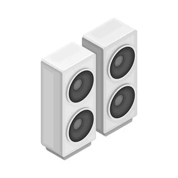 Box-shaped Loudspeaker Cabinet or Enclosure as Wireless Network Communication Stock Illustration