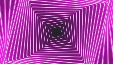 Box-shaped neon lights that rotate regularly and beautifully Stock Footage 279433995