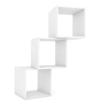 Box shelves white. 3d render on white background Illustrazione stock