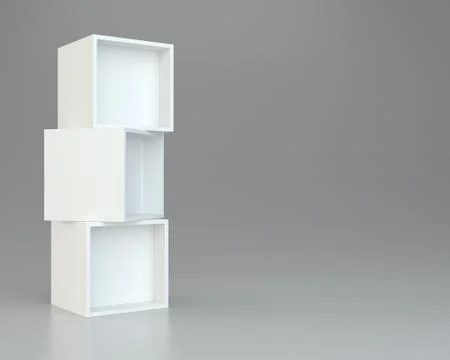 Box shelves white. 3d rendering on background Stock-Illustration