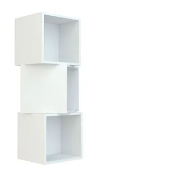 Box shelves white. 3d rendering on white background Illustrazione stock