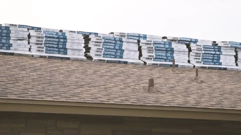 Box of Shingles at the Roof Stock Footage 321250168