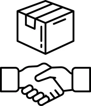 A box is shown with a hand on top of it, symbolizing a handshake Stock Illustration