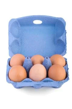 Box with six brown eggs Stock Photos
