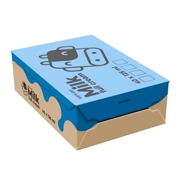A Box Of Small Milks Isometric Front Left View 3D Render Illustration Stock Illustration