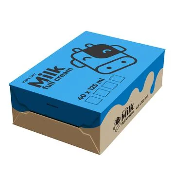 A Box of Small Milks Isometric Front Right View 3D Render Illustration Ilustración de archivo