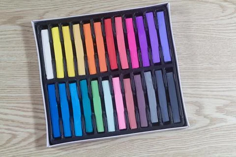 Box of soft pastels Stock Photos