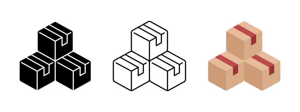 Box stack icon. Cargo delivery symbol. Cardboard box parcel storage vector .. Stockillustratie