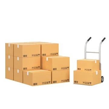 Box stack for online shipping banner. 3D element. Stock Illustration